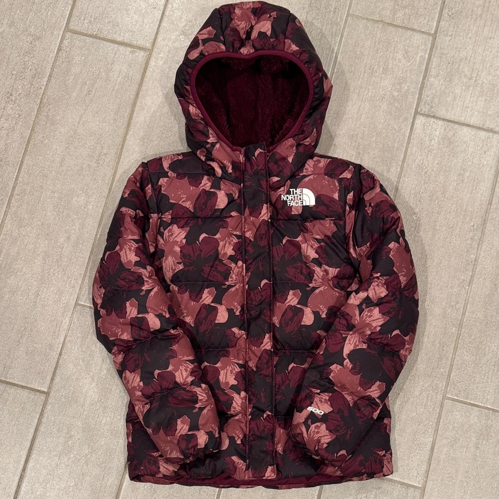 Girls The North Face Burgundy Floral Parka Jacket